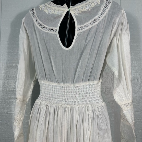 Free People Women’s Victorian Waisted Mini Dress Ivory See Measurements … - Picture 9 of 10